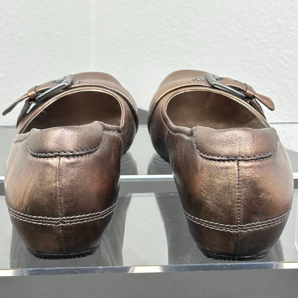 ECCO Women Metallic Bronze Leather Buckle Ballet Flats Size 7.5 EU 38 - Picture 9 of 12